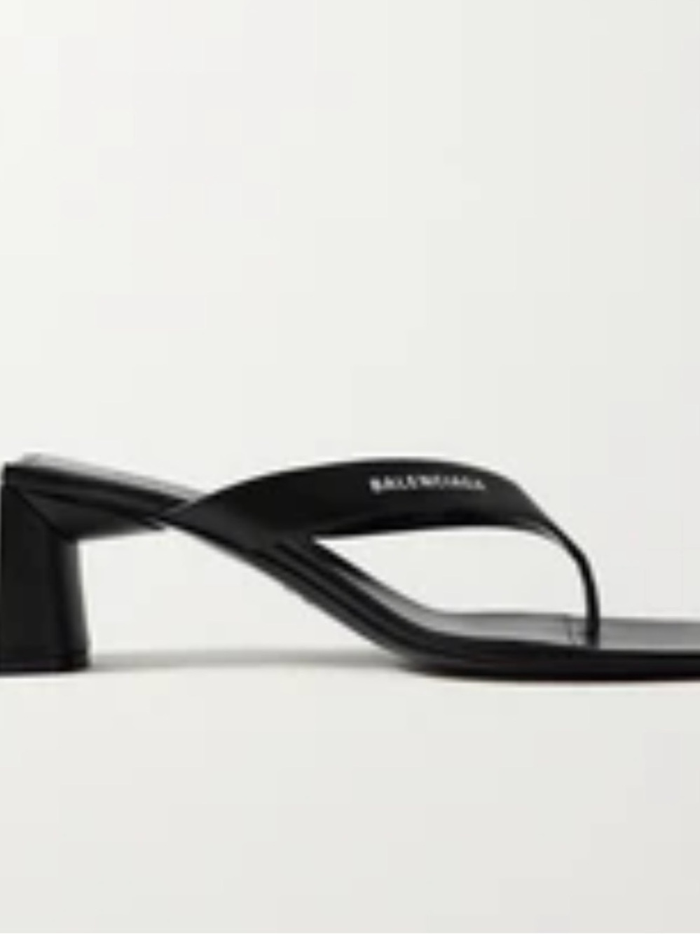 Balenciaga Black Leather Low Block-Heel Thong Sandals